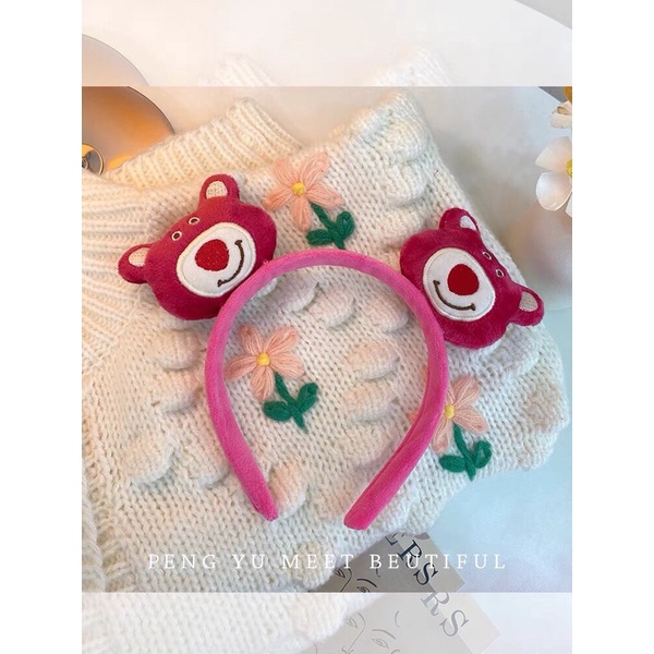 Cài tóc gấu dâu tây lotso dễ thương nữ đẹp hot trend hàn quốc De Perier