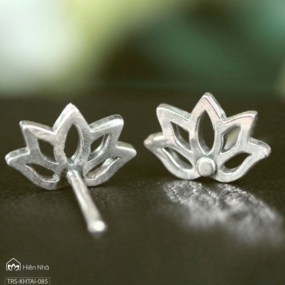 Khuyên tai bạc S925 hình Hoa sen - Trang sức Bình An - Trong Nhà