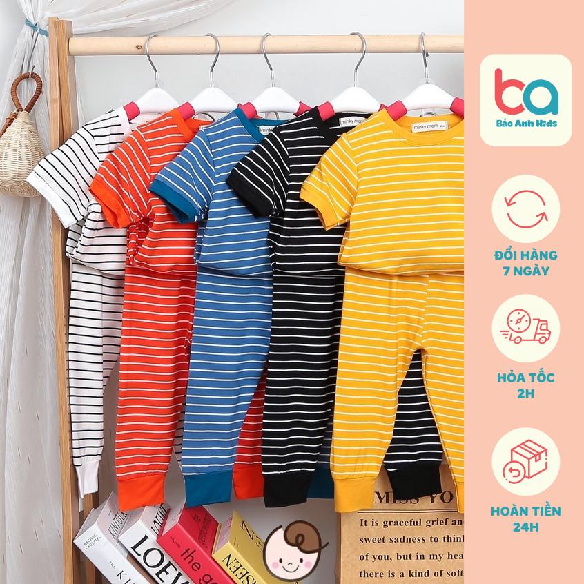 Bộ Đồ Bé Trai, Bé Gái Minky Mom Quần Dài Tay Cộc Vải Thun Lạnh Mềm Mịn, Bộ Quần Áo Thu Đông Cho Bé Mặc Nhà ALISOC BA14