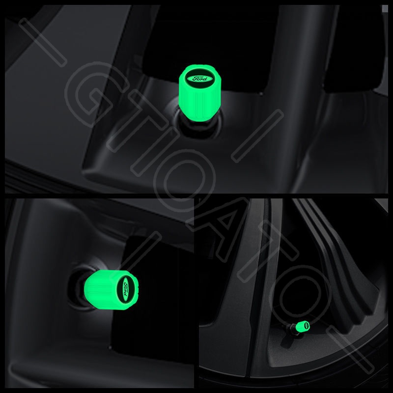 GTIOATO Nắp Van Lốp Ô Tô Phát Quang NắP Van LốP Ô Tô NắP ChụP Van Ô Tô Nắp Van Lốp Xe Chống Bụi NắP Van Ô Tô Phụ KiệN Xe HơI Cho Ford Ranger Focus Everest Transit Fiesta Ecosport Mustang Raptor Explorer Bronco Mondeo Tourneo Expedition