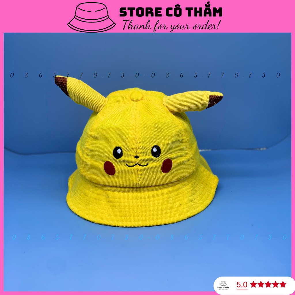 MŨ BUCKET MẦM CÂY, NÓN RỘNG VÀNH PIKACHU DÀNH CHO BÉ VÀ NGƯỜI LỚN CHẤT QC DÀY