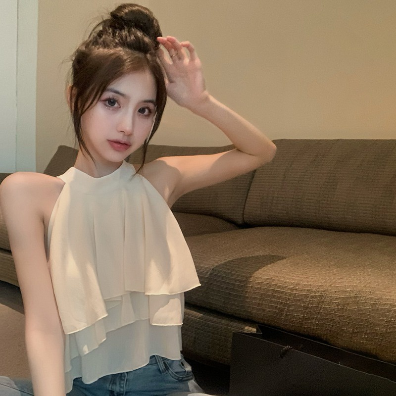 Áo Voan Hai Dây Màu Sắc Đơn Giản Quyến Rũ Cho Nữ