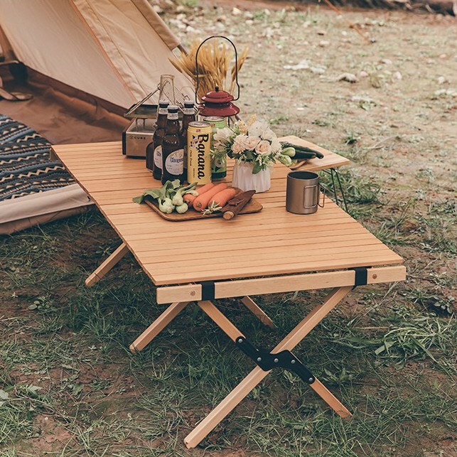 Bàn nhôm gấp gọn dã ngoại camping , picnic siêu tiện dụng, dụng cụ cắm trại - giả vân gỗ siêu tiện lợi