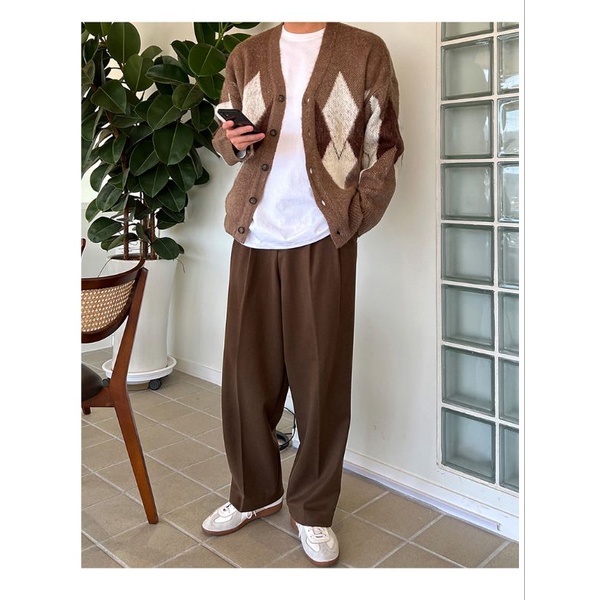 Áo Khoác len Cardigan thiết Kế phối màu nhẹ nhàng Vintage Phong Cách Hàng Quôc