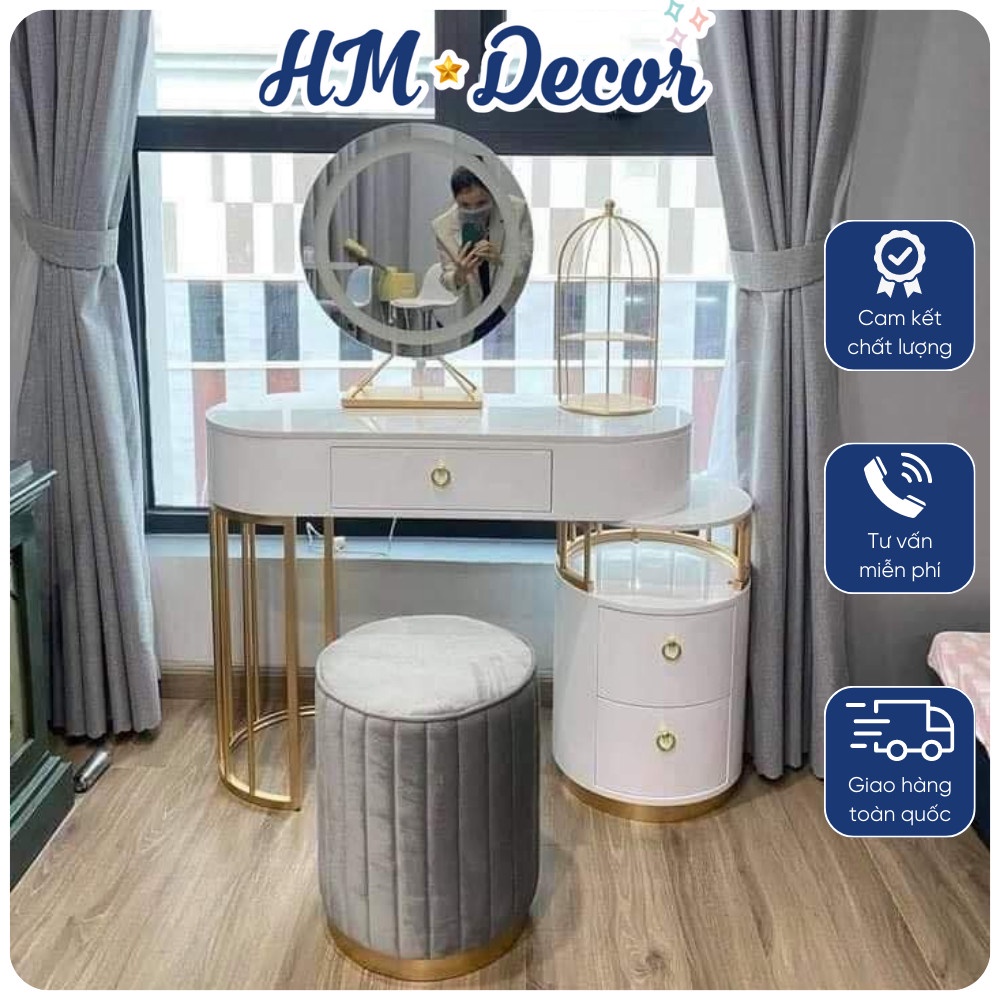 Bàn phấn trang điểm ⚡ HÀNG CAO CẤP ⚡ Bàn trang điểm phong cách Châu Âu, gương led cảm ứng