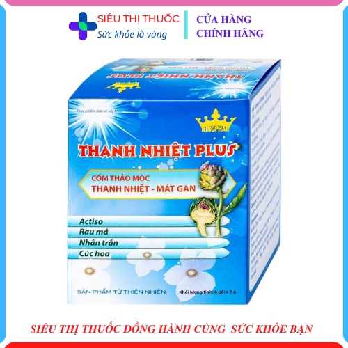 Cốm Thảo Mộc Giải Độc, Mát Gan THANH NHIỆT PLUS Kingphar - Hộp 6 gói