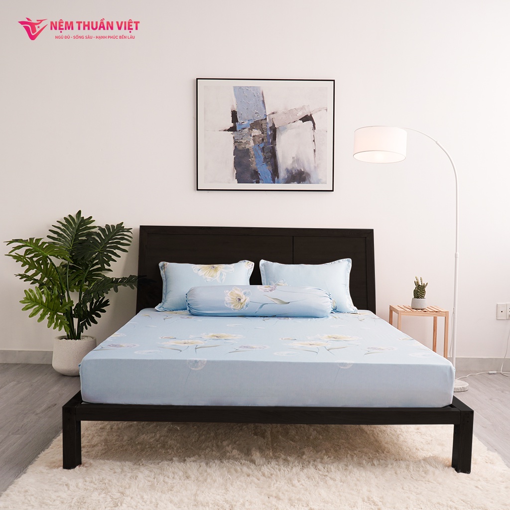 Bộ Ga Giường Tencel Thuần Việt Cao Cấp - Xanh TC23 (4 Món)