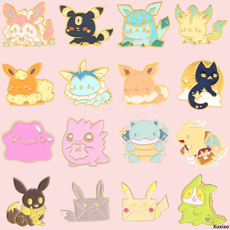 Huy Hiệu Cài Áo Hình Pikachu Rùa Dễ Thương 24 Kiểu