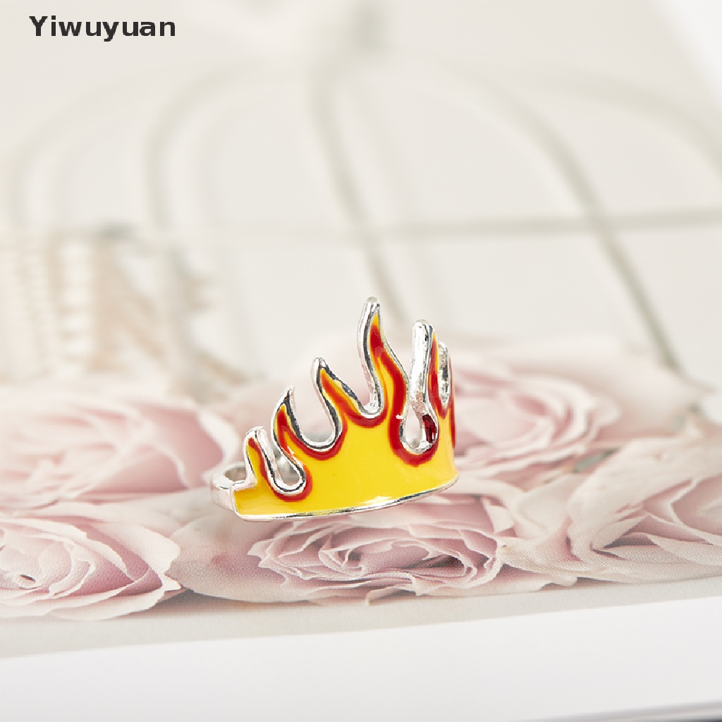 < Yiwuyuan > Nhẫn Hở Hình Ngọn Lửa Phong Cách Punk Hip Hop Cho Nam Và Nữ