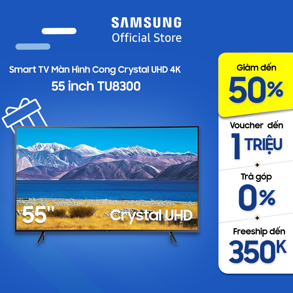 [Mã ELBAU5 -5% và SAM5 giảm thêm 500K] Smart Tivi Samsung Màn Hình Cong 4K 55 inch UA55TU8300KXXV - Miễn phí lắp đặt