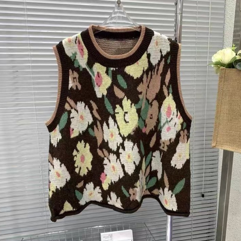 Áo Len Không Tay Màu Sắc Tương Phản Phong Cách Hàn Quốc Dành Cho Nữ