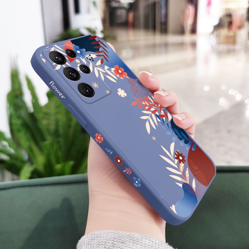 Bao Da Điện Thoại Họa Tiết Hoa Thời Trang Cho samsung galaxy s23 s22 fe ultra plus Ốp