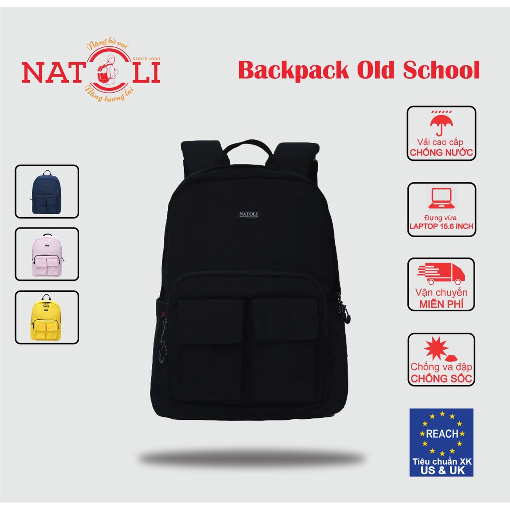 Balo thời trang nam nữ cao cấp NATOLI nhiều ngăn đi chơi nhiều ngăn vải bố canvas local brand Backpack Old School
