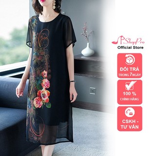 SHOPPRO - Đầm Suông Trung Niên Dạo Phố Kiểu Đầm Bigsize Trung Niên Dáng Dài In Hoạ Tiết Dành Cho Mẹ U50 3344 3226 3341