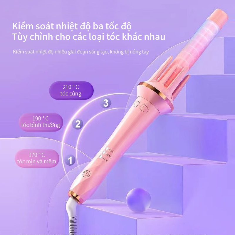 Máy uốn tóc xoăn tự động DAMI làm xoăn mini 3 trục sóng chất liệu gốm sứ đường kính uốn 28mm