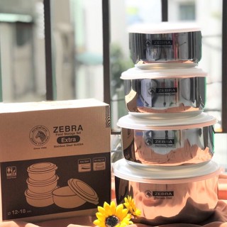 Tách set - Bộ thố Inox Zebra Thái Lan 12 -14-16-18cm - 184106 hàng nhập khẩu dày đẹp