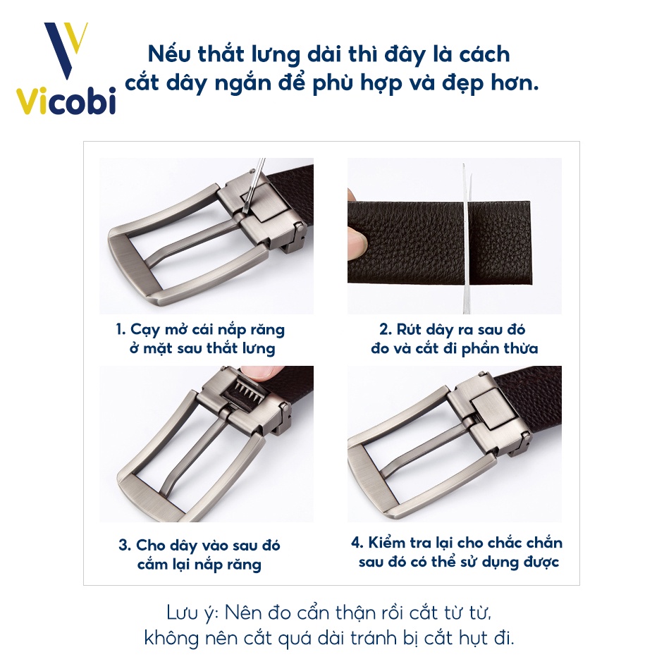 Thắt lưng Nam Da Bò Cao Cấp Vicobi, khóa VÀNG KVX1 BẰNG THÉP chống rỉ cực bền dây 3,3cm x 115cm, Made in Viet Nam