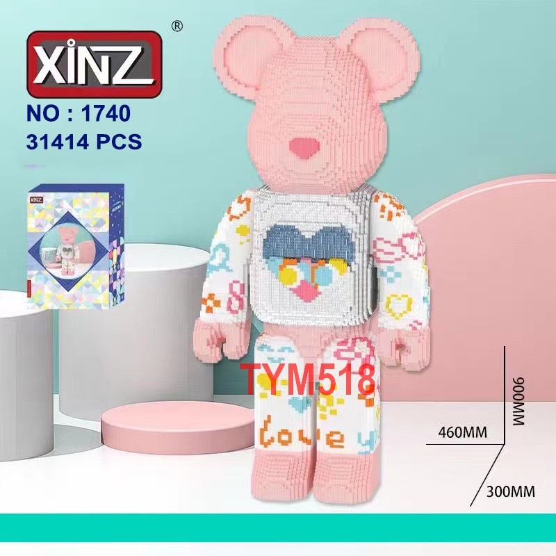 Xếp hình le.go tượng gấu bearbrick chữ love um junior macau cỡ lớn 90cm bear brick - CHỮ LOVE 90CM