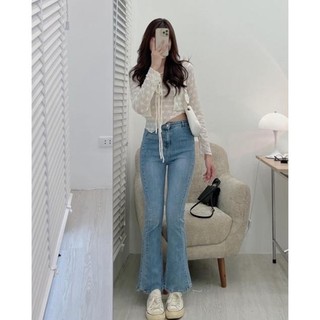 [NEW]QUẦN JEANS ỐNG LOE CẠP CAO HACK DÁNG 6740
