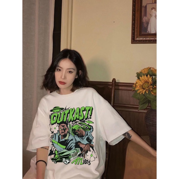 Áo Thun Vintage OUTKAST HipHop Tay Lỡ Unisex - Đen/Trắng Cổ Tròn | Blackwork