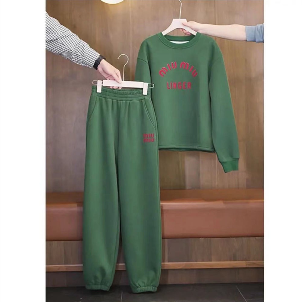 Bộ Đồ Thể Thao Hai Mảnh Lót Lông Cừu Dày Dặn Phong Cách Phương Tây Thời Trang Thu Đông Cho Nữ