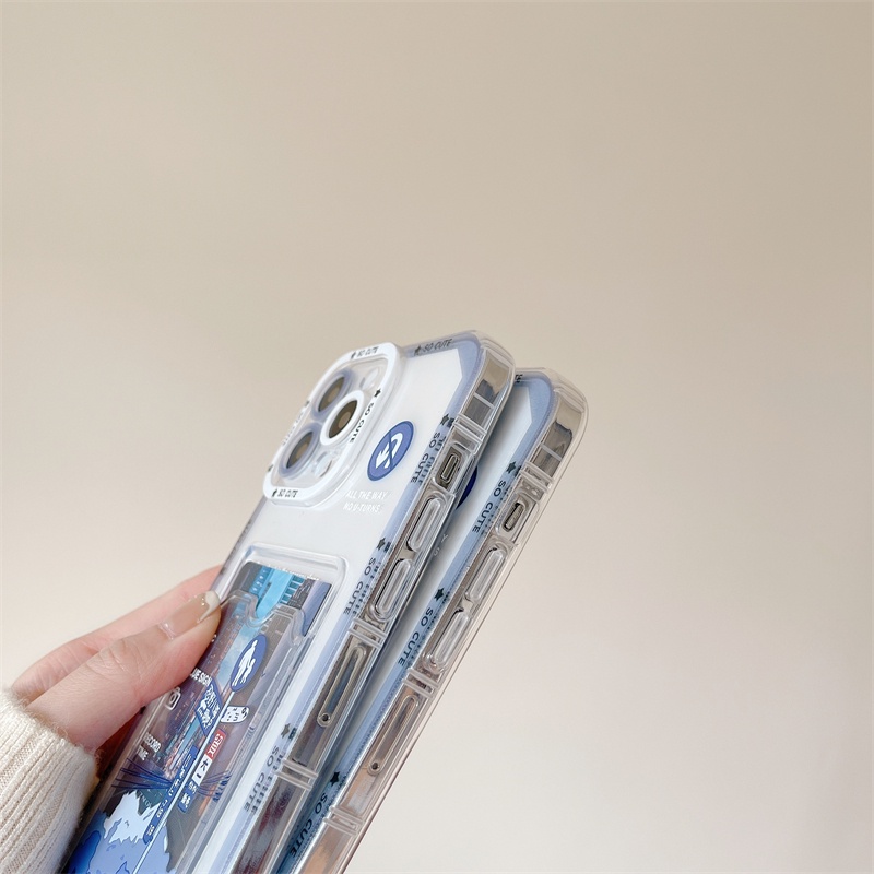 Ốp Điện Thoại TPU Mềm Trong Suốt Có Túi Khí Chống Rơi Và Ngăn Đựng Thẻ Cho iPhone 14 13 12 11 Pro Max XR XS 8 / 7 Plus