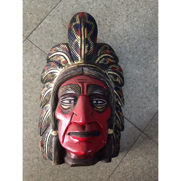 Mặt nạ gỗ trang trí treo tường hình La Hán