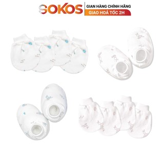 Set 2 đôi bao tay sơ sinh / 1 đôi bao chân sơ sinh miomio tất tay tất chân miomio