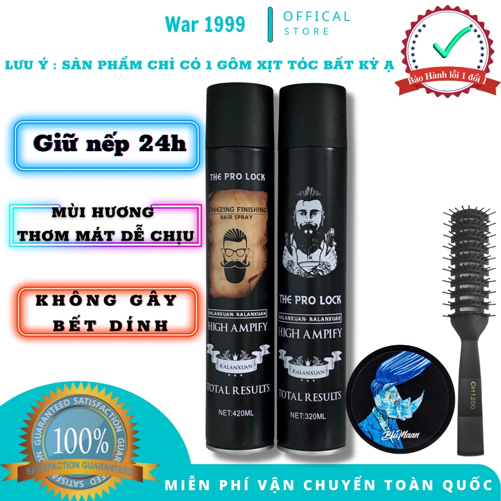 Keo xịt tóc nam giữ nếp siêu cứng giá rẻ the pro lock 420ml kèm sáp vuốt tóc blumaan tê giác tặng lược chaoba