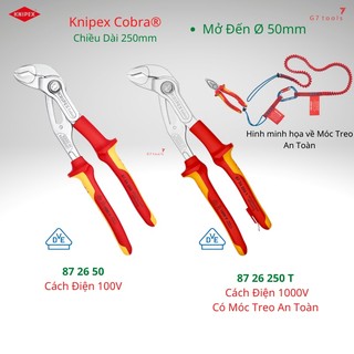 Kìm nước mỏ quạ knipex cobra® cách điện 1000volt vde 250mm mở ø 50mm 87 26 250/ 87 26 250t_g7toolshn