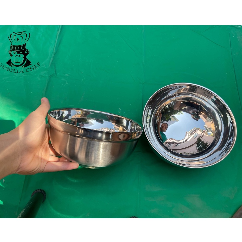 Combo 10 tô chén inox kim cương Gorilla chef phay xước (7 kích thước)
