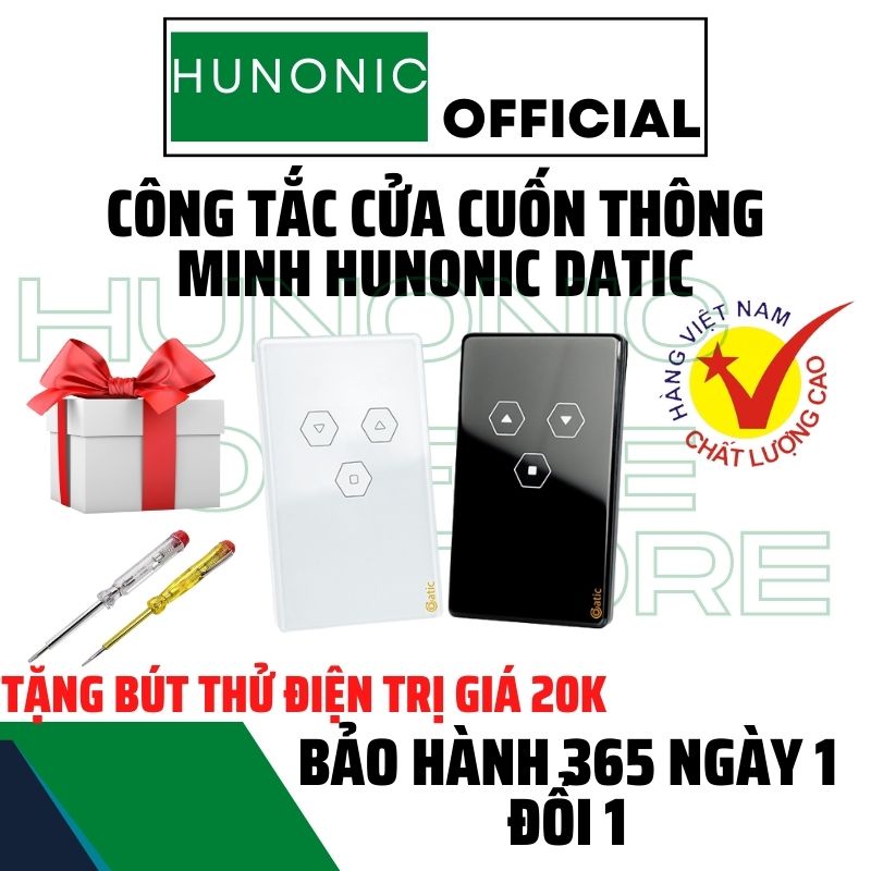 Công Tắc Cửa Cuốn Thông Minh Hunonic Datic Trắng-Đen│Công tắc điều khiển cửa cuốn từ xa bằng điện thoại