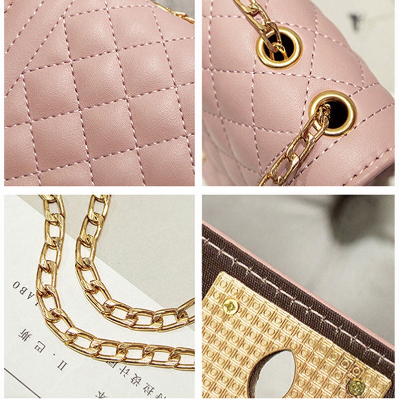 MISCHA Túi Xách Đeo Vai Hình Thoi Cỡ Nhỏ Phối Dây Đeo Sợi Xích Thời Trang Cao Cấp Cho Nữ