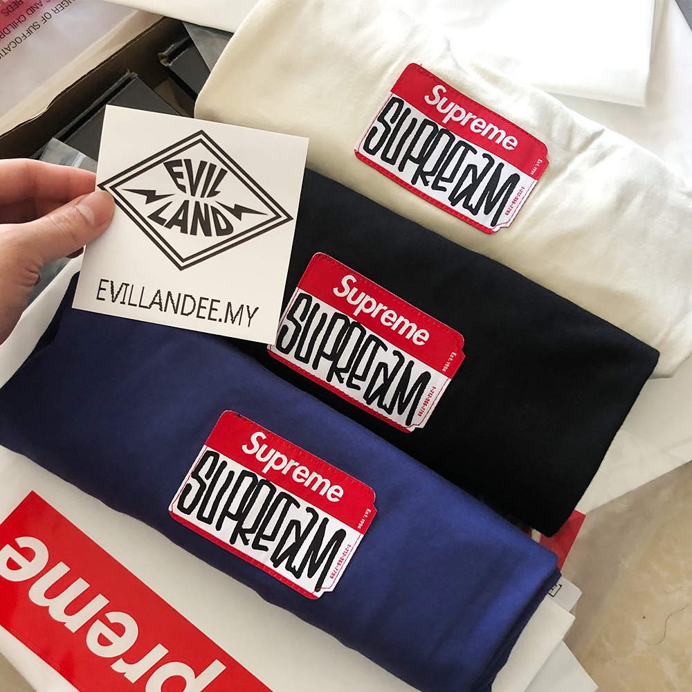 Áo Thun Cotton Màu Trơn In logo Supreme Đơn Giản Thời Trang Cho Cặp Đôi
