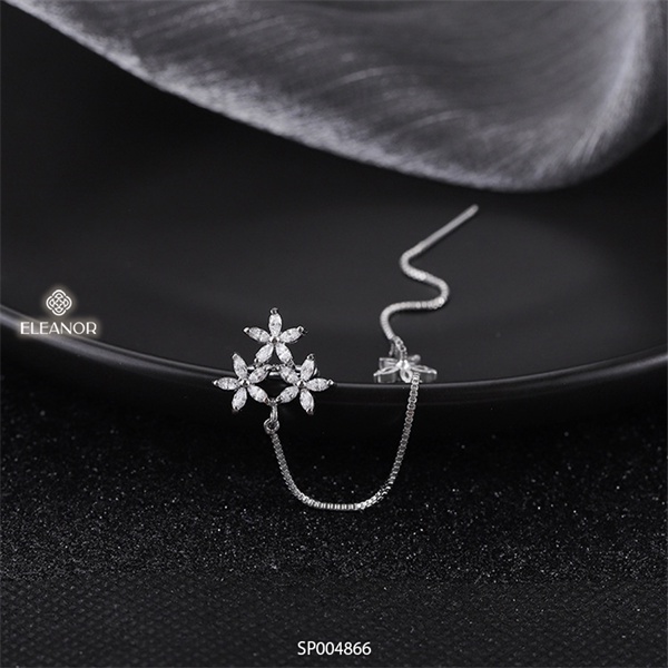 Bông tai nữ gắn vành Eleanor Accessories phụ kiện trang sức đính đá hình bông hoa năm cánh (một chiếc) 4866