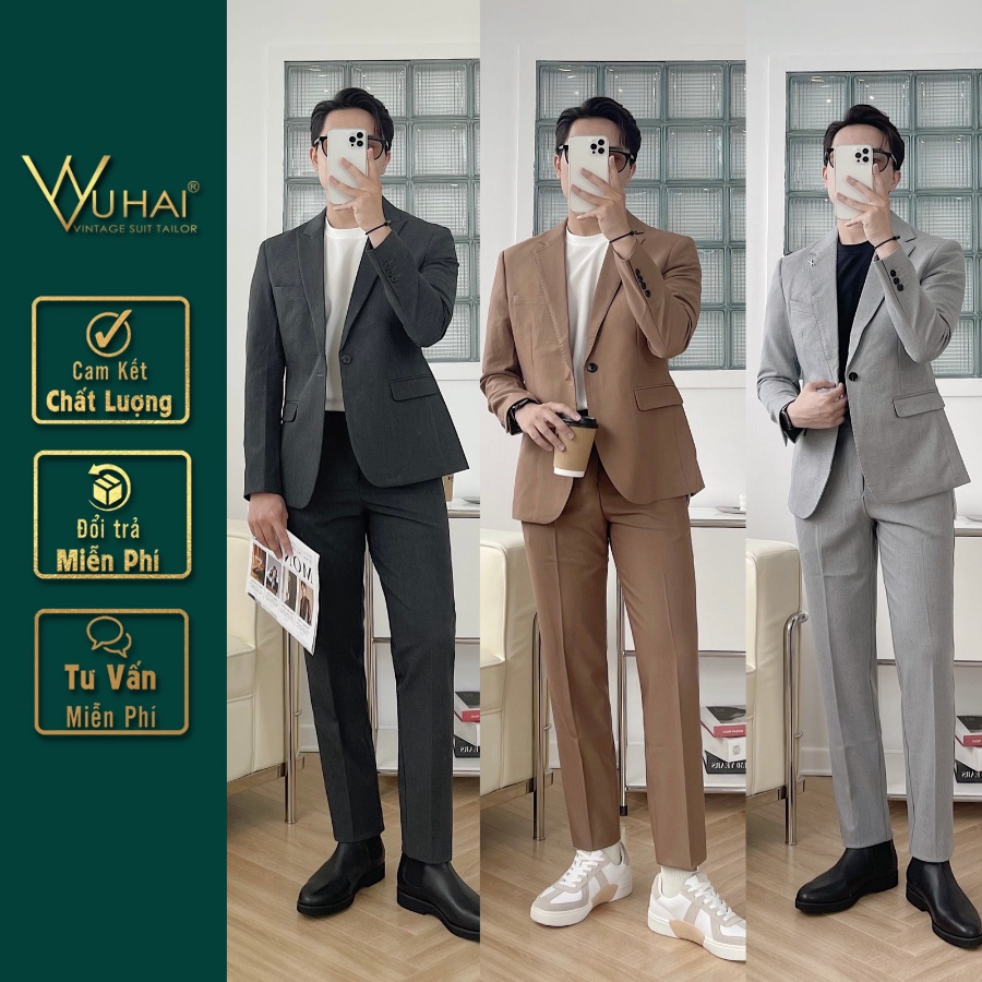 Bộ vest nam cao cấp mẫu 1 cúc dáng Hàn Quốc, 2 lớp dày dặn mã M028-VuHai