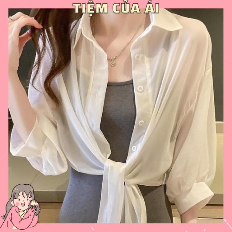 🌻 ÁO SƠMI BUỘC DÂY KHOÁC NGOÀI MỎNG TRONG SUỐT TAY LỬNG🌻
