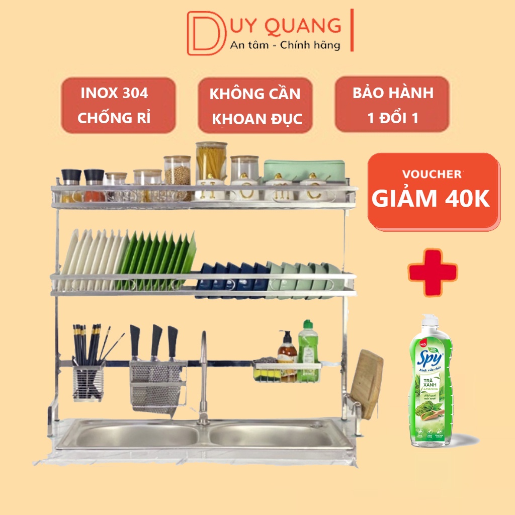 Kệ Chén Bát Thông Minh INOX 304 1 - 2 Tầng FOODCOM, Giá Đựng Bát Đĩa Inox Hàng Chính Hãng Bền Đẹp Không Han Rỉ