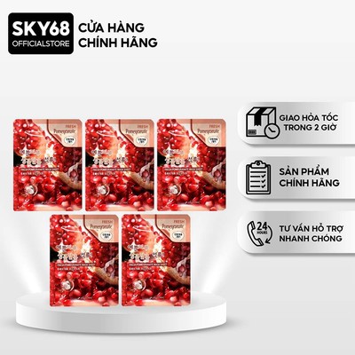 Combo 5 Mặt nạ dưỡng trắng da chống lão hóa chiết xuất lựu 3W Clinic Fresh Pomegranate Mask Sheet 23ml x 5