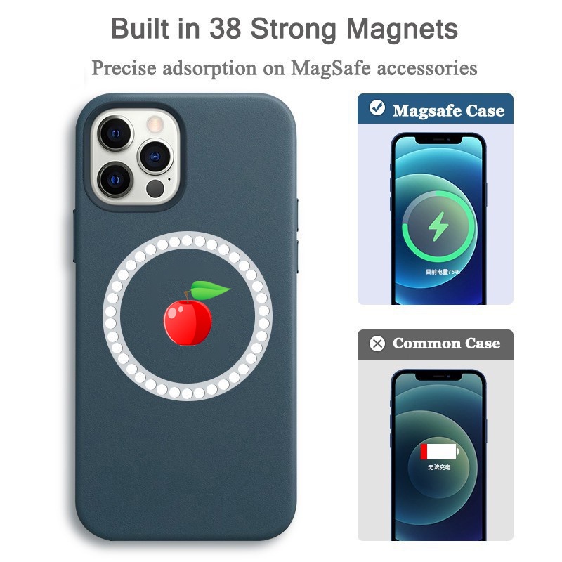 Magsafe Ốp Lưng Vỏ điện thoại Da Từ Tính Trong Suốt Kèm Ngăn Đựng Thẻ Cho iPhone 12 Pro Max 12pro 12 Mini 20W bộ chuyển đổi