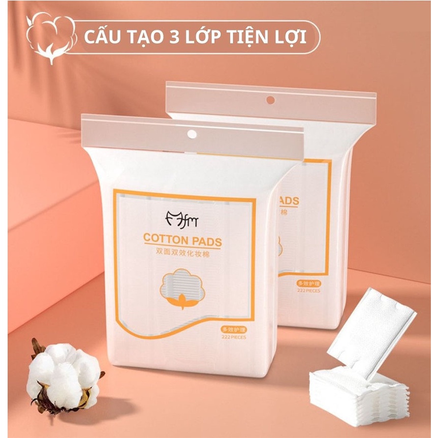 Bông tẩy trang 222 miếng LATUBO Fm cotton Pads 3 lớp dày mịn mềm mại NPP Tido88