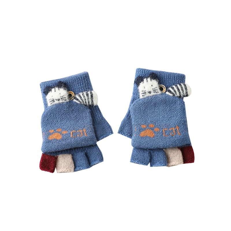 Găng Tay Len Hở Ngón Giữ Ấm Mùa Đông Cho Bé