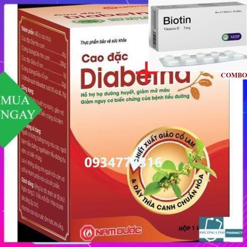 Combo Biotin 5mg+ Cao đặc Diabetna lọ 75g