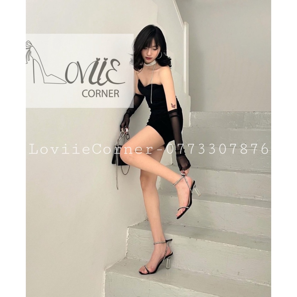 SANDAL CAO GÓT LOVIIECORNER - GUỐC NỮ QUAI NGANG - GIÀY THỜI TRANG ĐÍNH ĐÁ HIỆN ĐẠI TEST