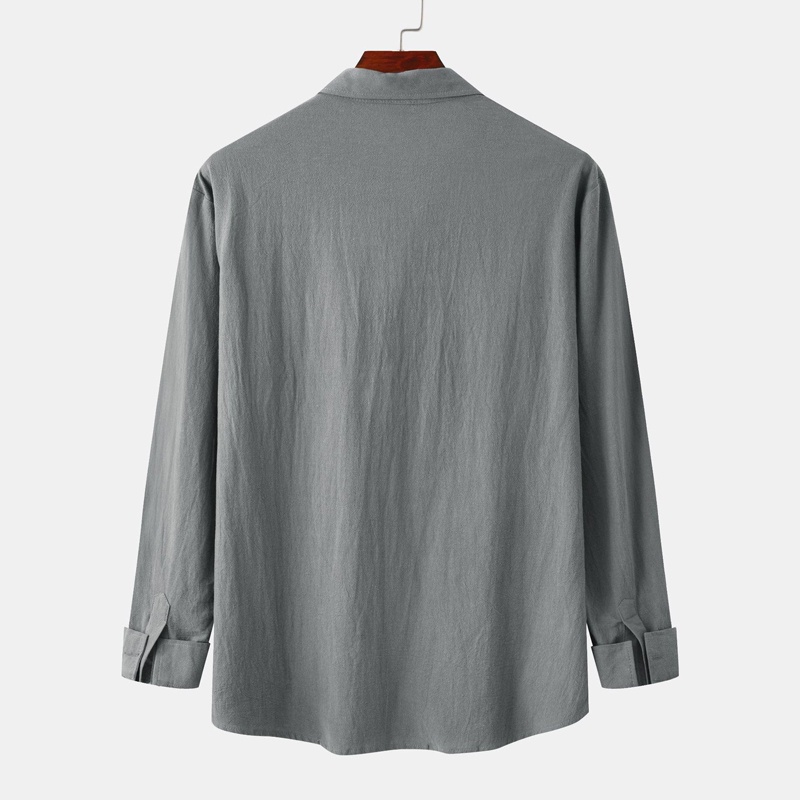 Áo Sơ Mi cotton Lanh Dài Tay Màu Sắc Đơn Giản Thời Trang Cho Nam