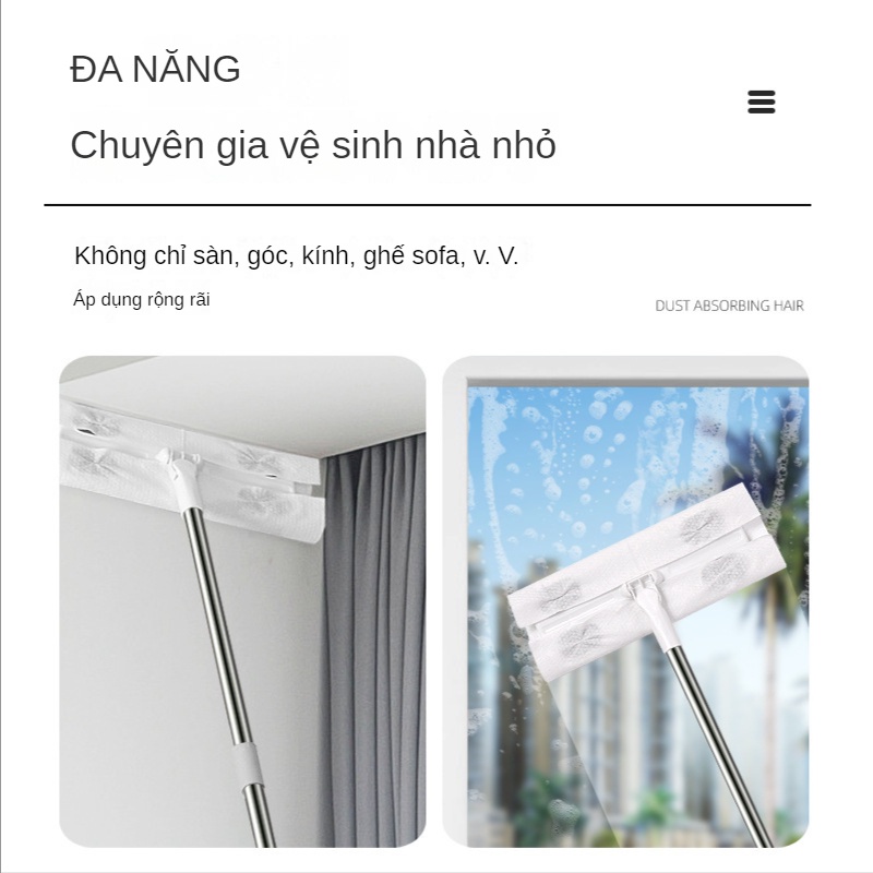 -Cây lau nhà dùng một lần lười lau bụi tĩnh điện, đa chức năng