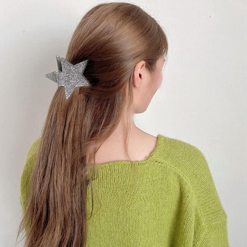 Kẹp Tóc Ngôi Sao Năm Cánh Đính Đá Lấp Lánh Acetic Acid Y2K Phong Cách Hàn Quốc