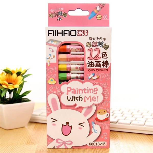 Hộp 12 màu sáp Aihao hình trụ mã 68013-12