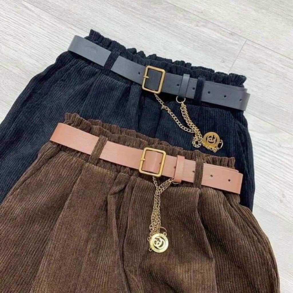 QUẦN BAGGY NHUNG TĂM kèm đai Siêu tôn dáng chát liệu cao cấp-QĐGR