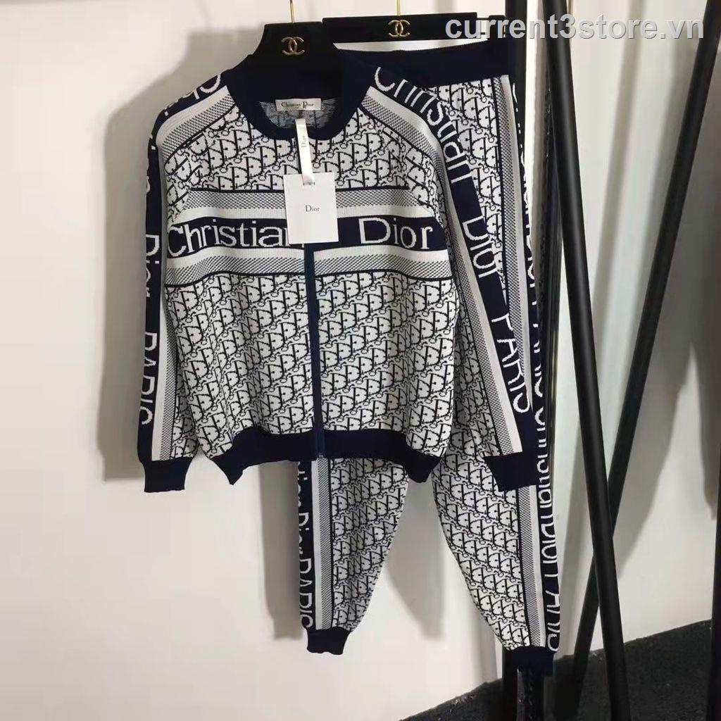 ♙✟Bộ 2 Sản Phẩm Áo Thun Dài Tay + Quần Dài Phong Cách DIOR Thời Trang